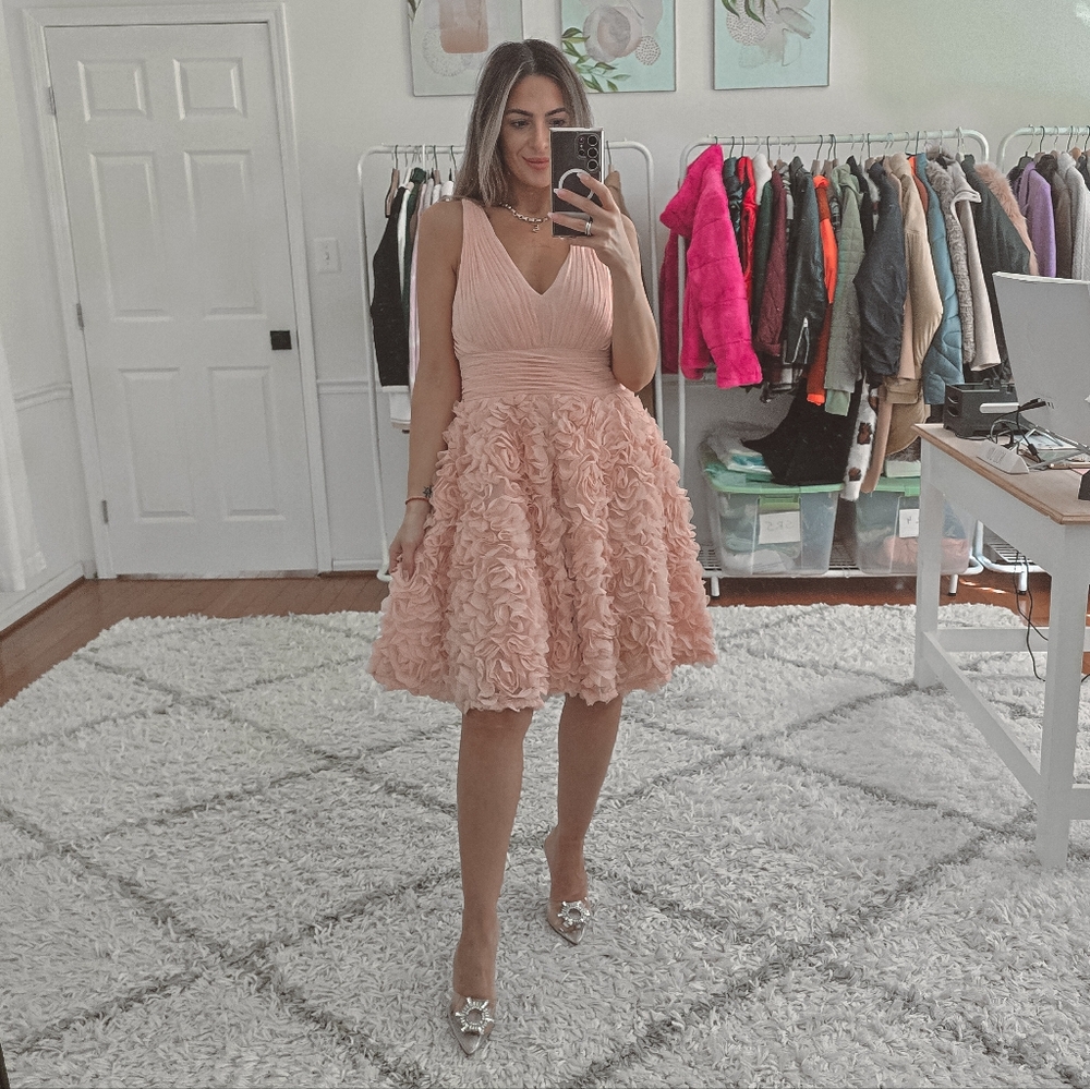 Aidan Mattox Rosette pink cocktail dress Size S - Picture 3 of 11